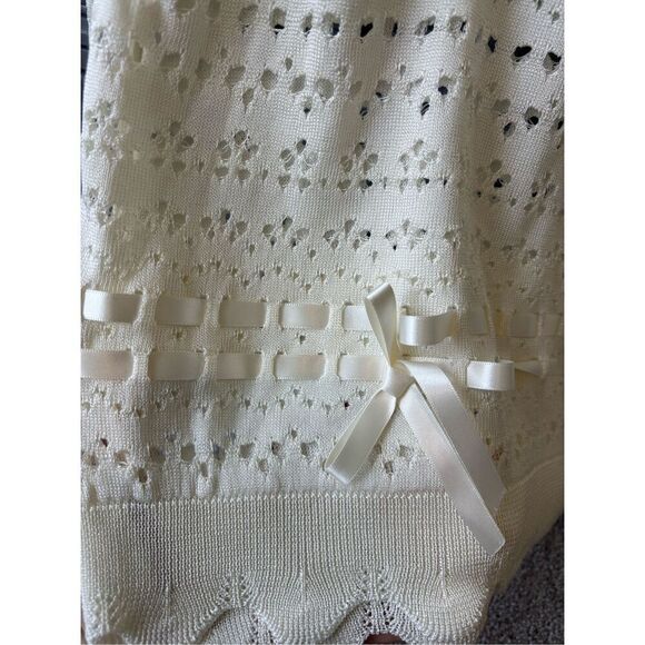 Simone Rocha Bow-detailed Scalloped Open-knit Sweater - Cream, $750 E22 - Picture 7 of 11